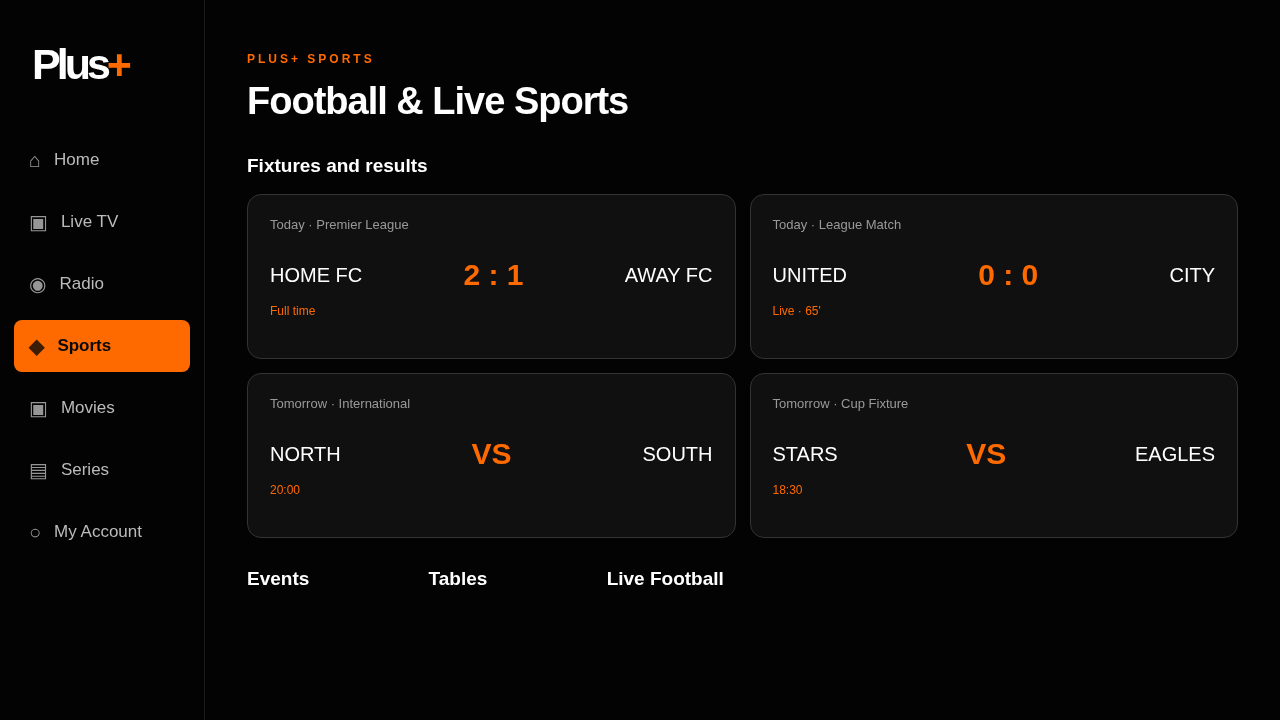 Illustration of Plus+ football fixtures and scores
